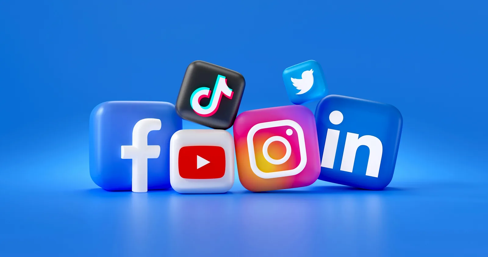 Social media platform icons in 3D